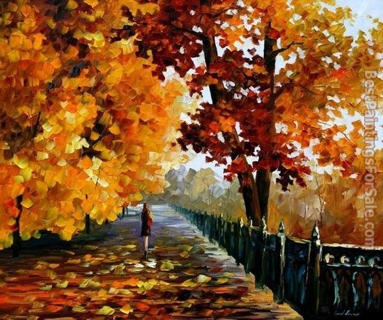 Leonid Afremov Blues of Falling Leaves